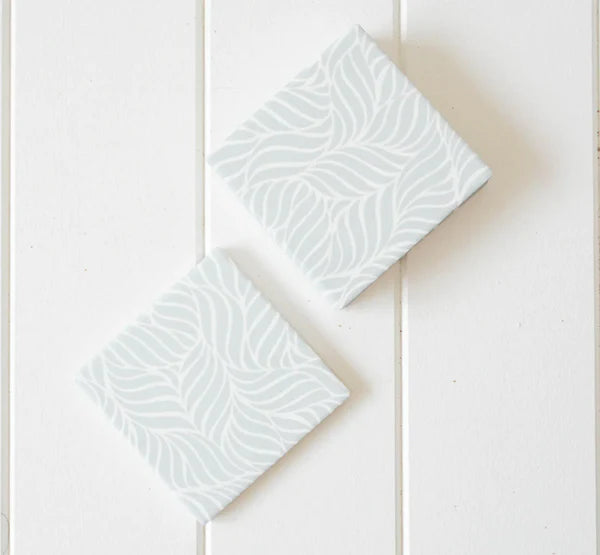 Ceramic Coaster - Leaf Love - Grey - Set 4