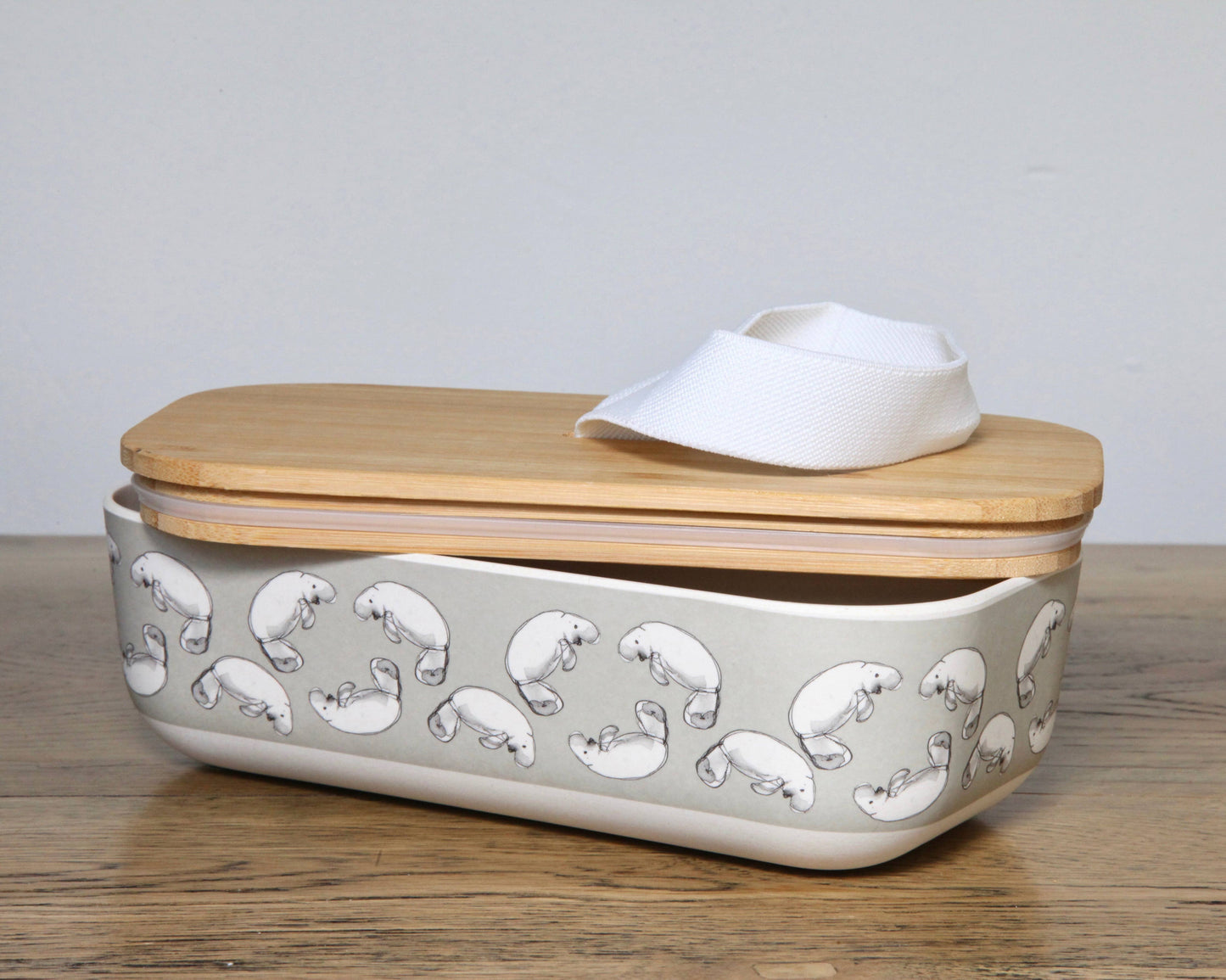 Bamboo lunch box with Dugong Print