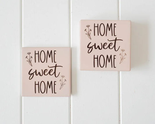 Ceramic Coasters - Home Sweet Home - Beige