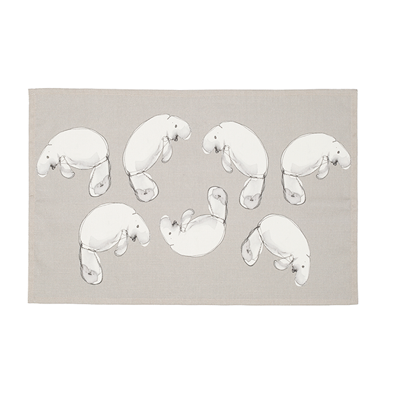 Tea Towel with Grey Dugong print