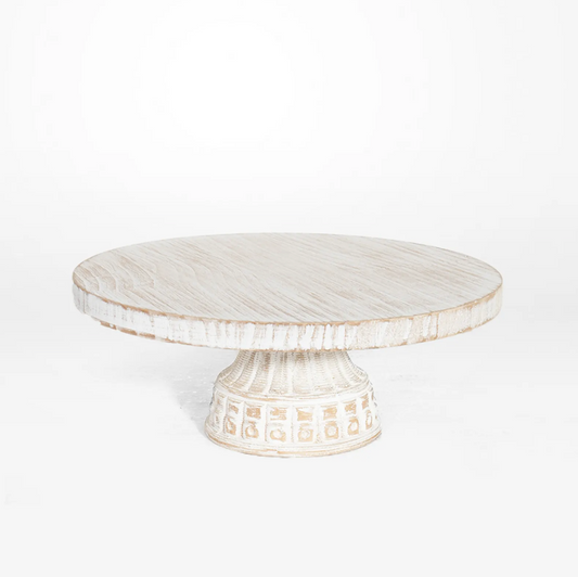 Carved Wood Cake Stand